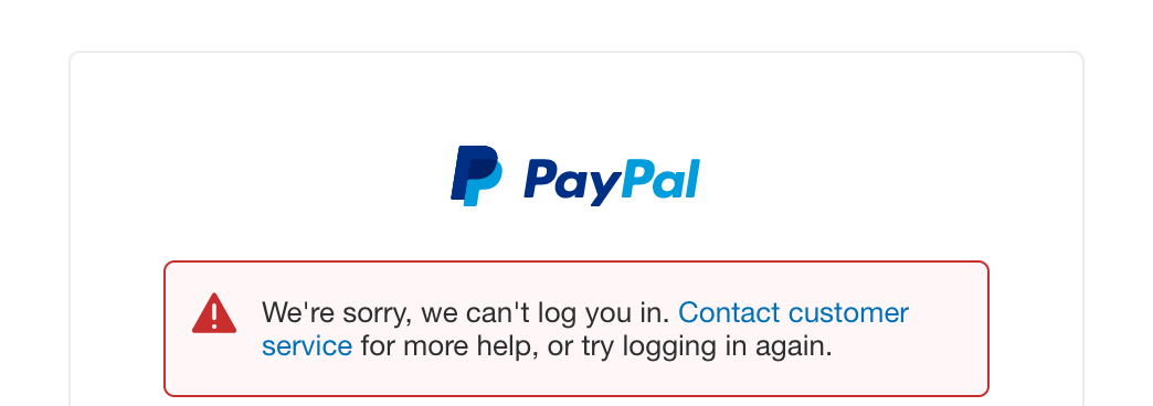 Paypal Were Sorry We Cant Log You In