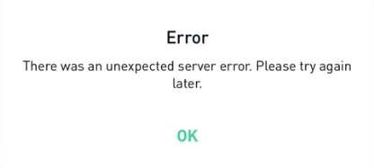 Robinhood App Unexpected Server Error Try Again Later
