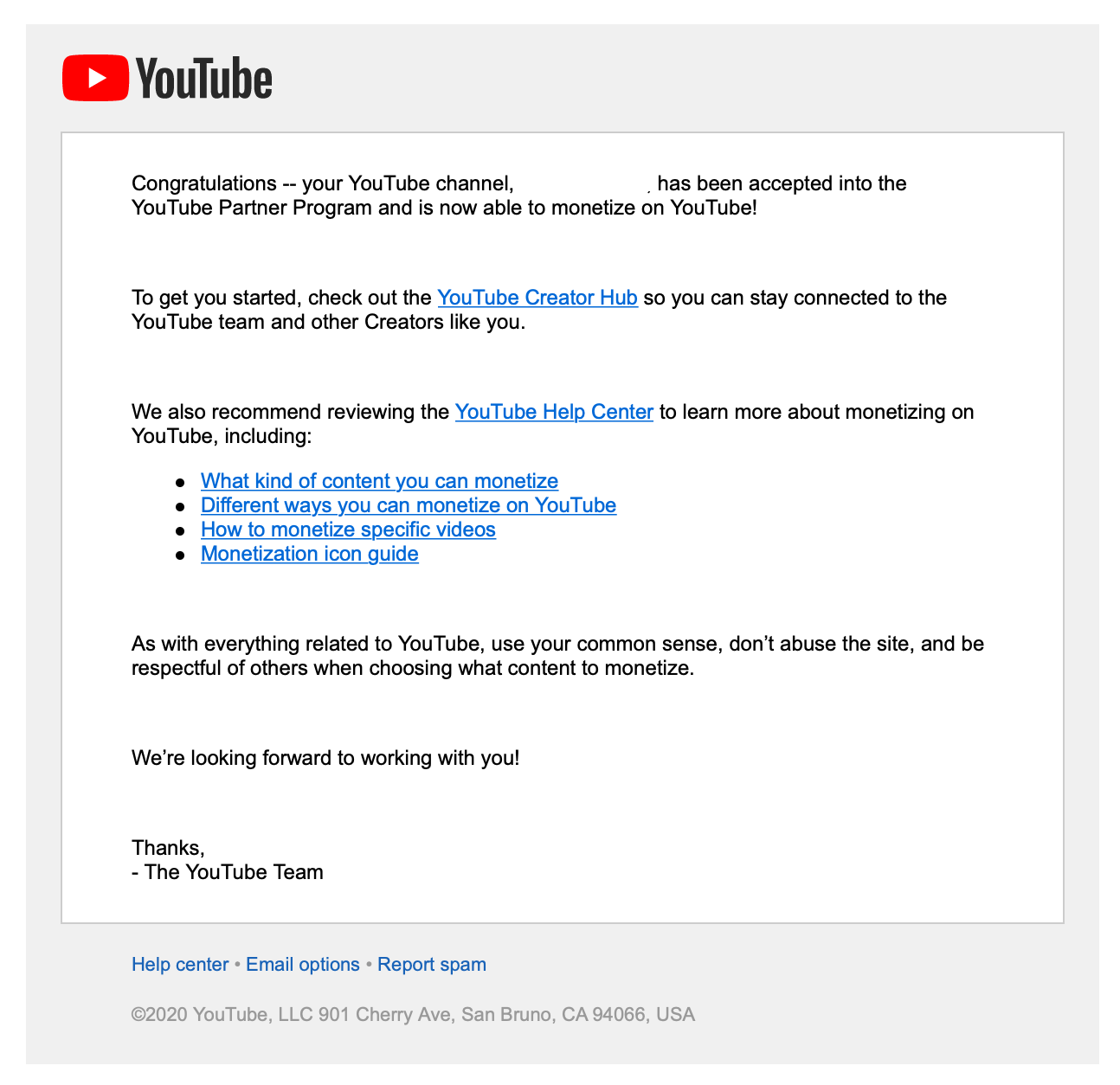 Congratulations you’ve been approved to join the YouTube Partner