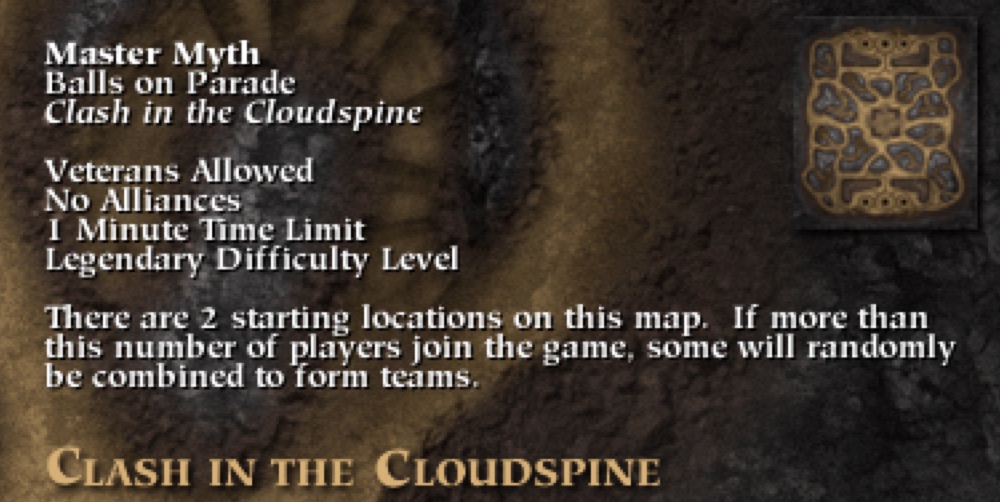 Myth Ii Soulblighter Multiplayer Map Level Clash In The Cloudspine