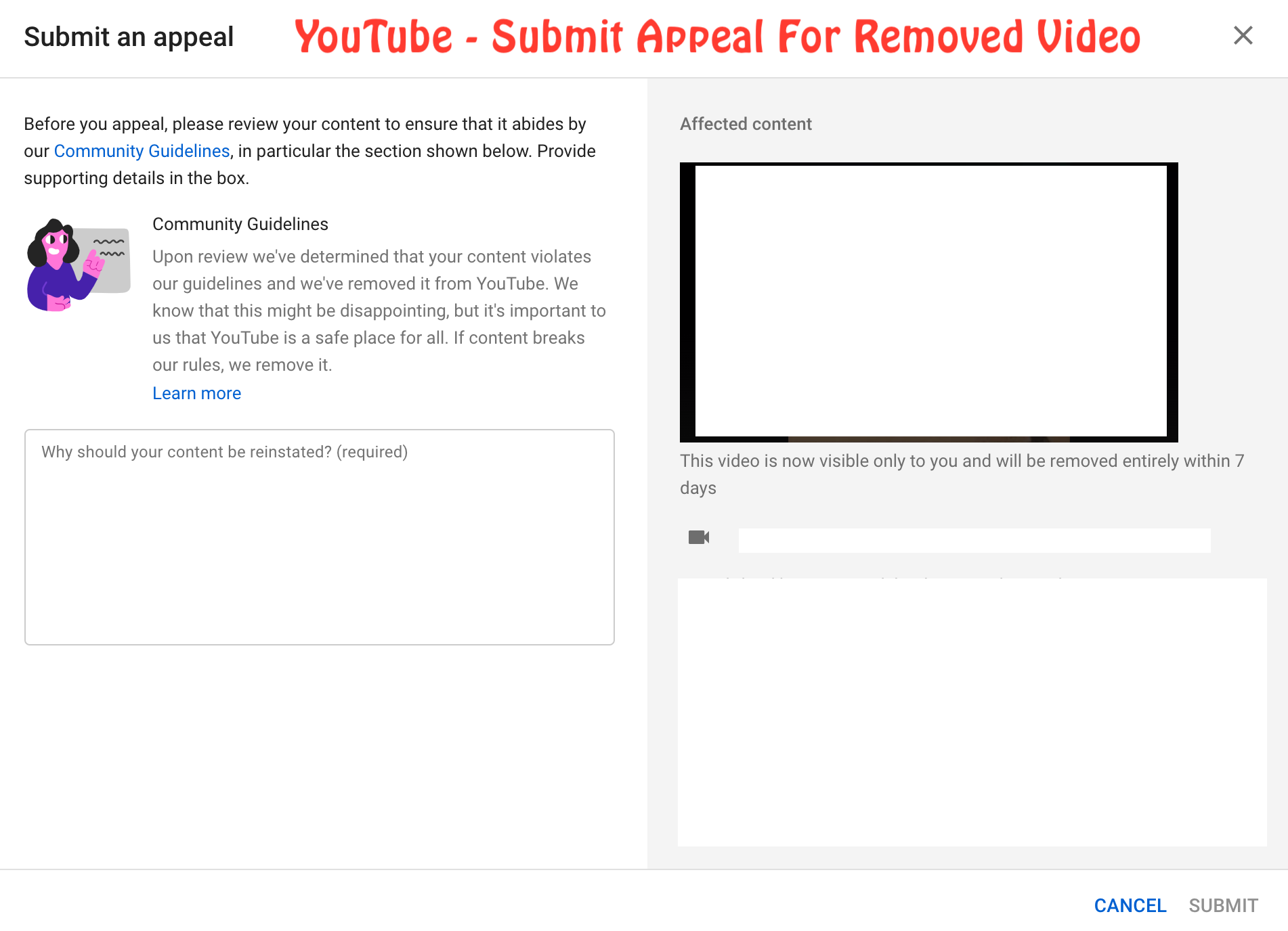 Youtube Submit Appeal Removed Video
