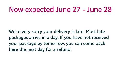 Amazon Now Expected Very Sorry