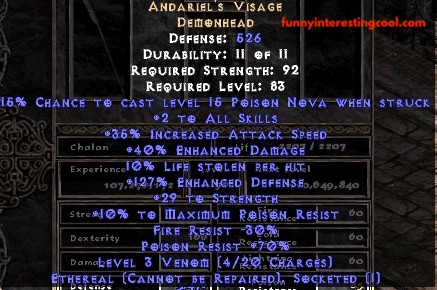 Andariels Visage Demonhead Diablo Ii