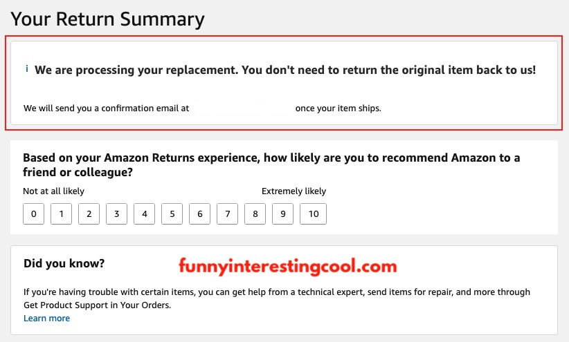 We Are Processing Your Replacement You Do Not Need To Return Amazon