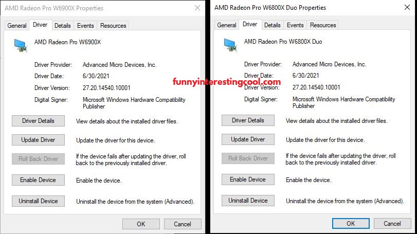 Amd Radeon Pro W6900x W6800X Duo Device Manager Boot Camp 2