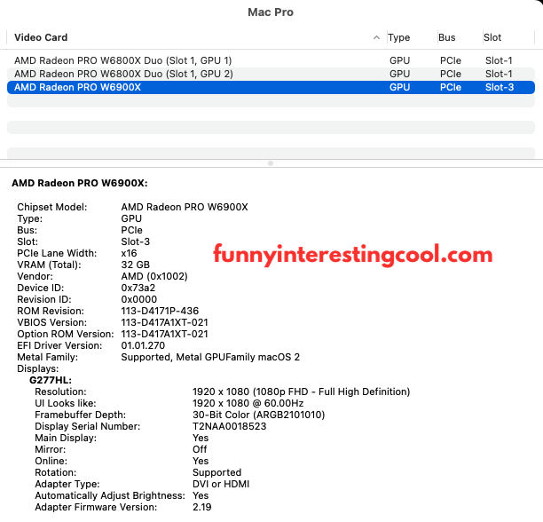 Amd Radeon Pro W6900x System Information Macos