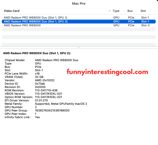 Amd Radeon Pro W6800x Duo System Information Macos 2