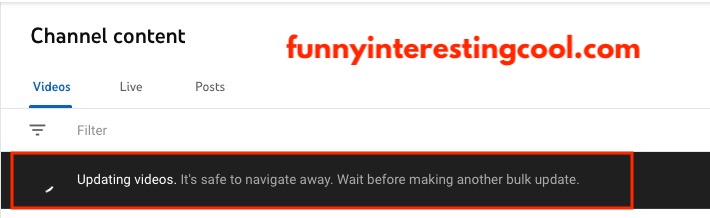 Updating Videos Safe To Navigate Away Wait Before Making Another Bulk Update Youtube
