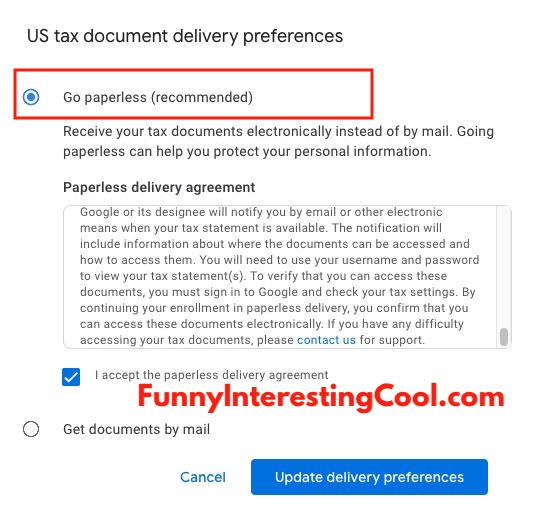 Google Adsense Paperless Tax 1099 Manage Tax Manage Tax Update Delivery Preferences