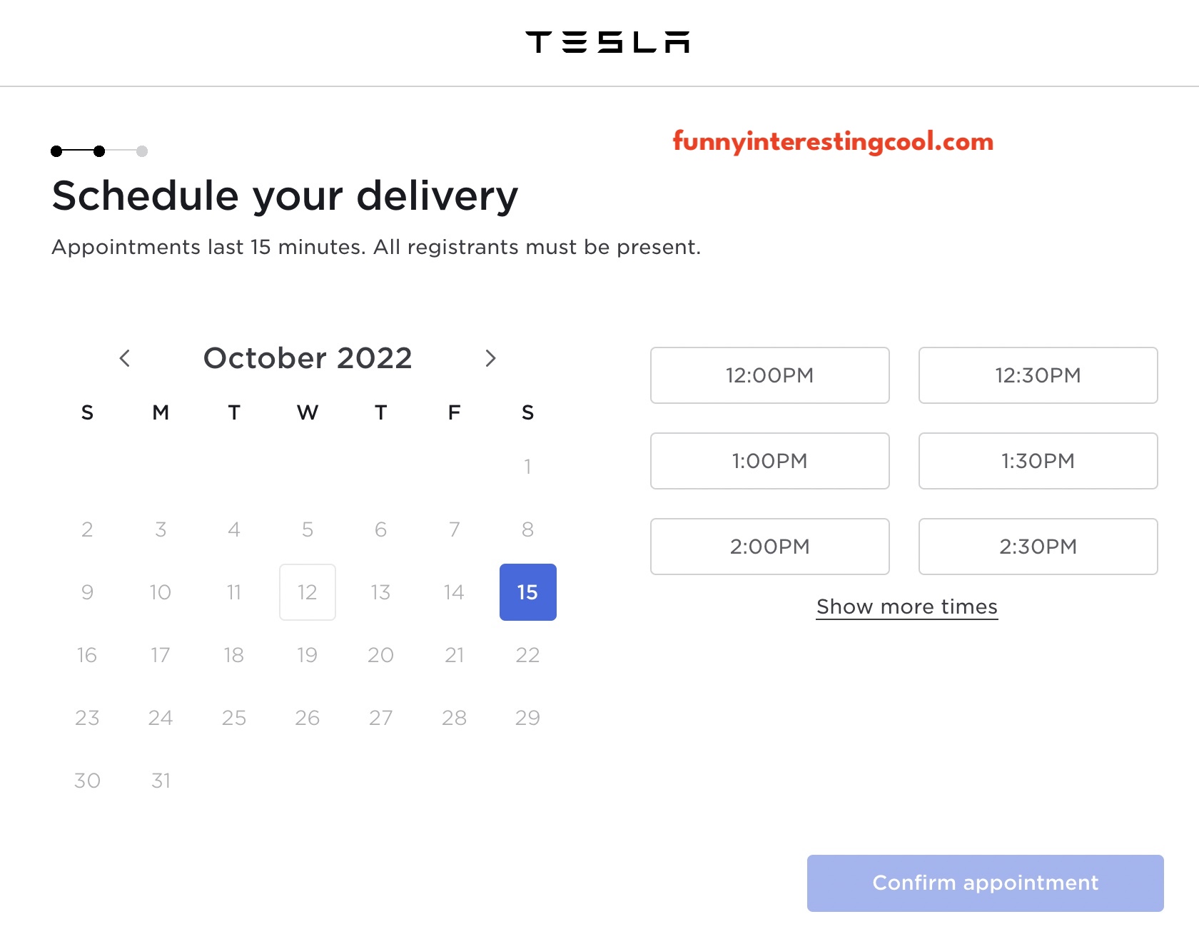 Tesla Self Scheduling Url Link
