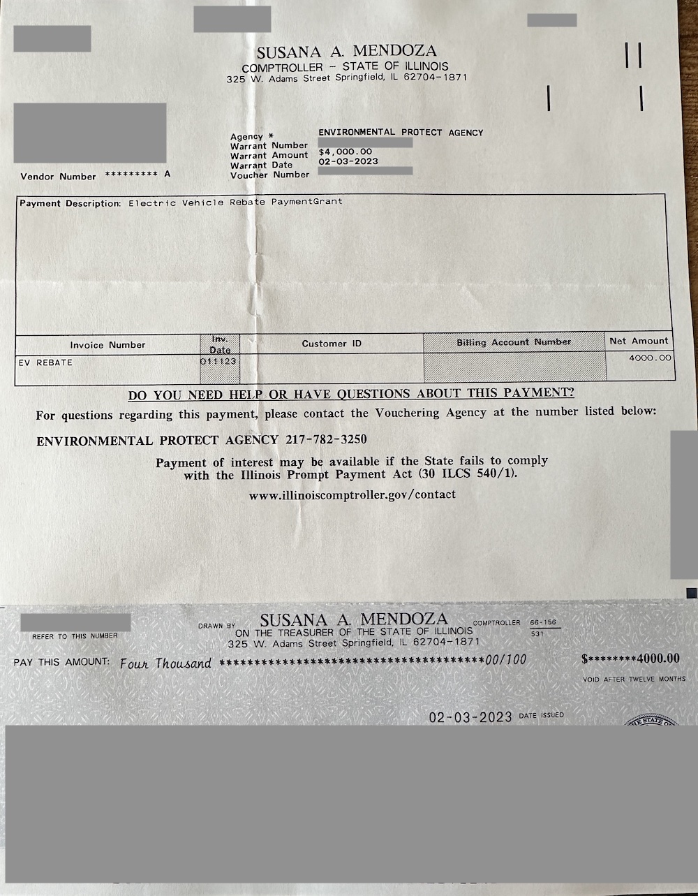Illinois Electric Vehicle Rebate PaymentGrant Refund Cheque Funny Interesting Cool