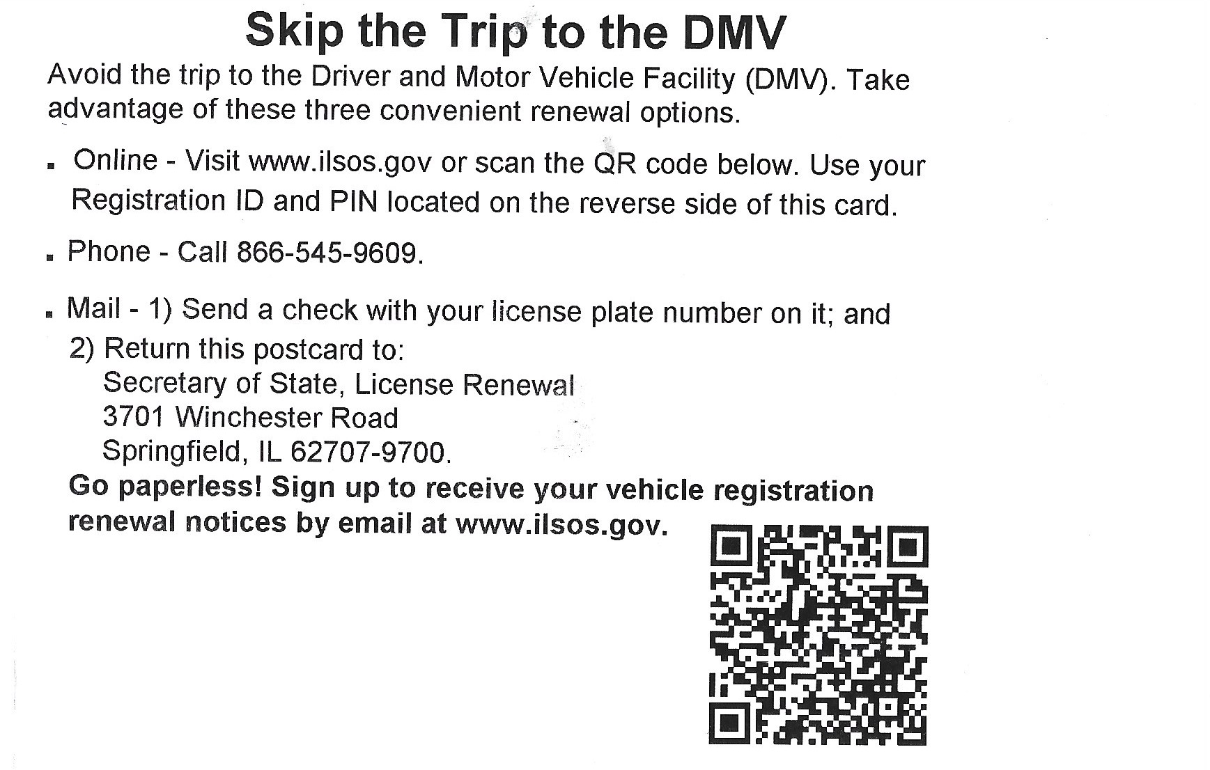 Illinois Vehicle Registration Renewal Notice Mailer 2