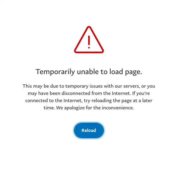 Temporarily Unable To Load Page Paypal