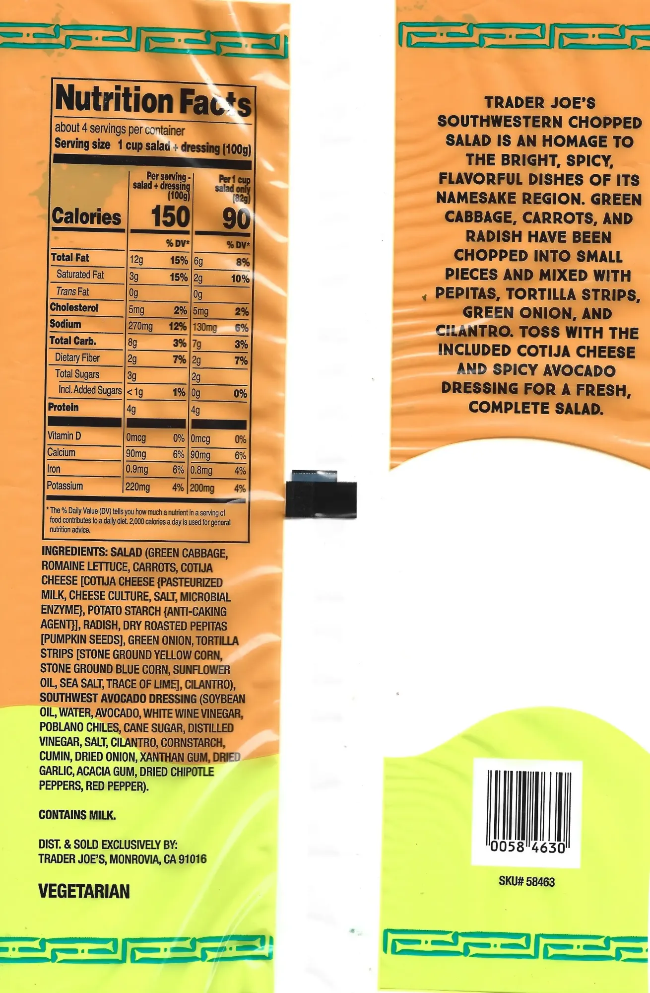 Trader Joes Southwestern Chopped Salad Ingredients Nutrition Facts