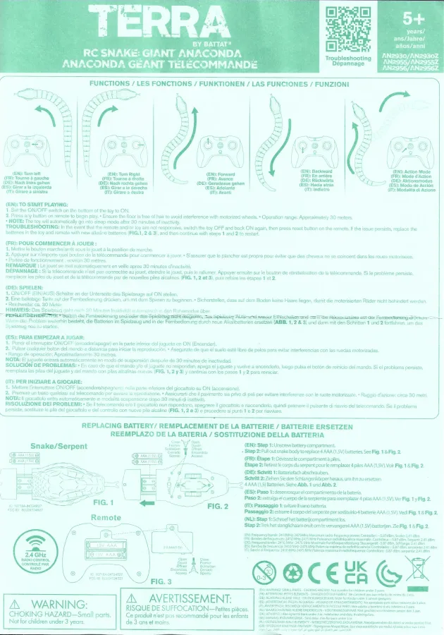 Terra Rc Giant Anaconda Directions Sheet 1
