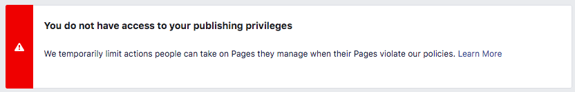 Facebook We Temporarily Limit Actions On Pages They Manage