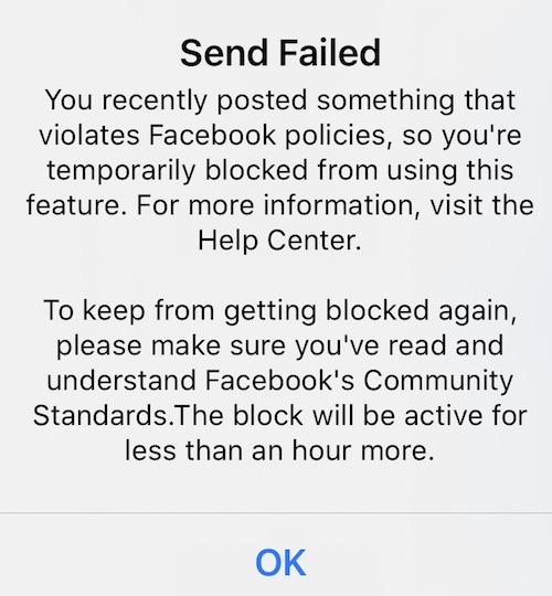 Facebook Messenger Send Failed