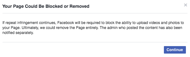 Facebook Your Page Could Be Blocked Or Removed